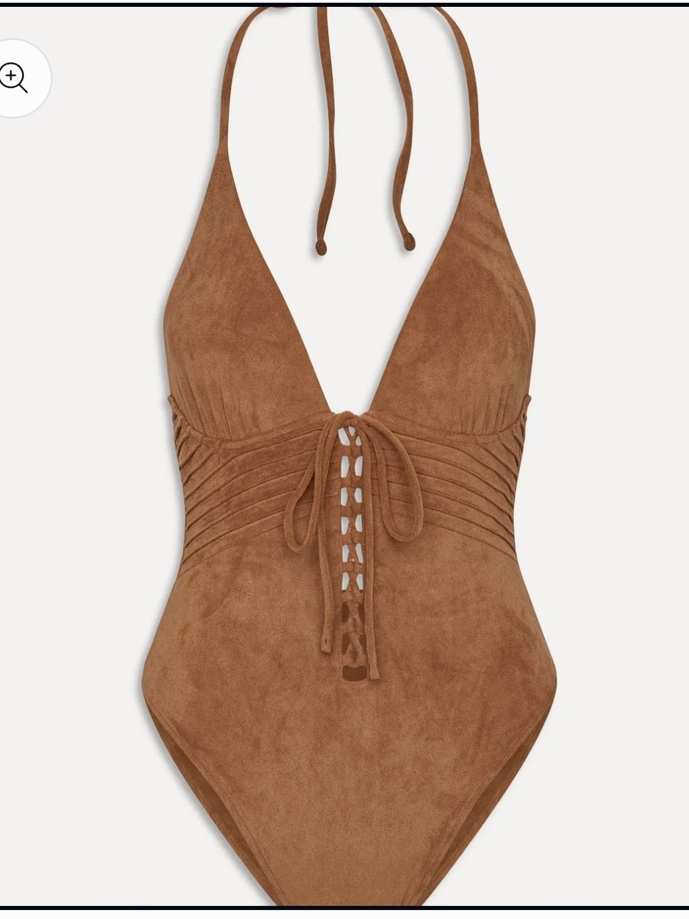 Frankie’s Bikinis x Bella Hadid Suede One Piece Swimsuit Bodysuit